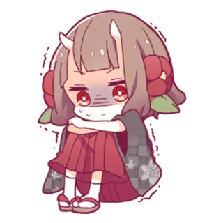 ☹️ Anime-Mädchen, Chibi, Illustration, Süß, Angst, Emotion, Japanisch, Cartoon whatsapp sticker