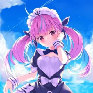 🔮 Aqua Minato Anime, Lucu, Maid, Vtuber, Rambut pink, Minato Aqua, Gadis anime telegram sticker