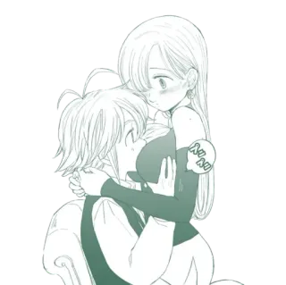 💕 Elizabeth Anime, Cartoon, Umarmung, Hug, Paar, Meliodas, Seven Deadly Sins telegram sticker