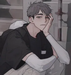 🙂 Anime, Anak laki-laki, Sedih, Tangga, Ransel telegram sticker