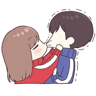 ❤️ cartoon, love, kiss, anime, couple, cute whatsapp sticker