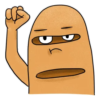 😕 Cartoon, Gebalde vuist, Protest, Personage, Boos telegram sticker