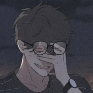 💱 Anime, Płacz, Mężczyzna, Okulary, Smutny, Ilustracja telegram sticker