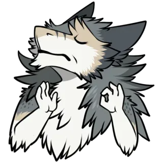 👌 furry, wolf, anthro, calm, zen, meditation telegram sticker