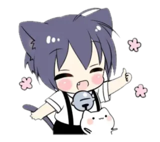 🫐 Anime, Gatto, Chibi, Carino, Cartoni animati, Kawaii, Animale telegram sticker