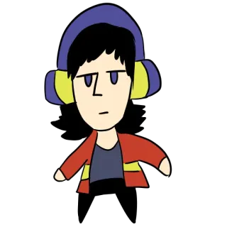 😒 cartoon, character, headphones telegram sticker