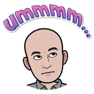 😕 ummmm bitmoji, pensando, incerto, expressão, desenho animado, meme telegram sticker
