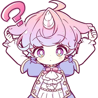 🤔 스티커, 애니메이션, 만화, 유니콘, 물음표, 귀여운, 카와이 telegram sticker