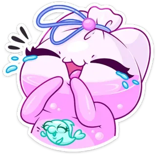 😂 귀여운, 만화, 스티커, 분홍색, 웃는, 쾌활한, 행복한 telegram sticker