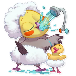 🚿 vogel, ente, dusche, badezimmer, wasser, süß, baby, reinigung telegram sticker