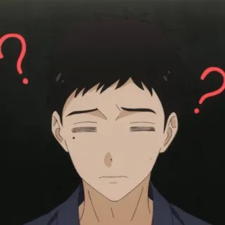 ❓ Anime, Fragezeichen, Verwirrung, Figur, Ausdruck, Mann, Cartoon telegram sticker