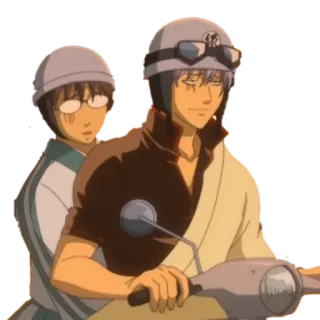 😅 Anime, Motocykl, Kask, Postać, Kreskówka whatsapp sticker