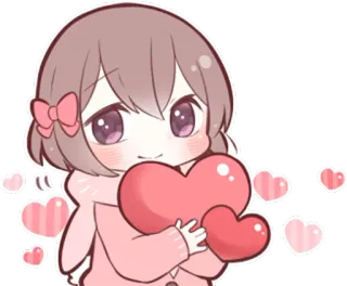💖 Аниме, Чиби, Девочка, Сердце, Любовь, Милый, Каваий telegram sticker