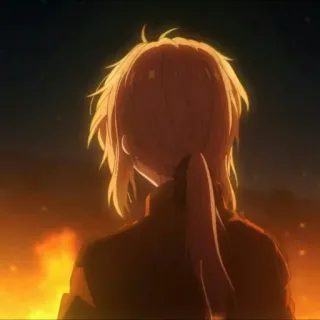 🔥 Violet Evergarden anime, character, sad, sunset, silhouette telegram sticker