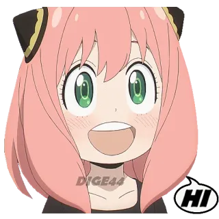 👋 Anya Spy x Family HI Anime, Charakter, Anya, Spy x Family, Hallo, Gruß telegram sticker