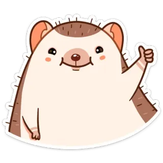 👍 เม่น, สัตว์, น่ารัก, ยกนิ้วโป้ง, ภาพประกอบ, การ์ตูน telegram sticker