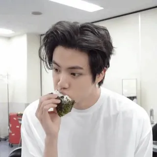 ✨ Jin eating, kpop, onigiri, food, man, asian, idol telegram sticker