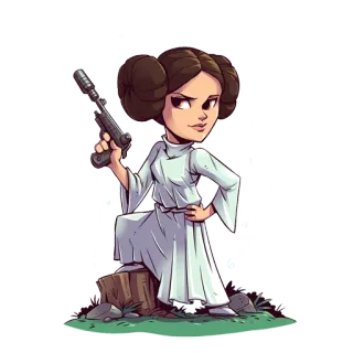 😏 Princess Leia Star Wars レイア姫, スター・ウォーズ, 銃, キャラクター, 映画, SF telegram sticker