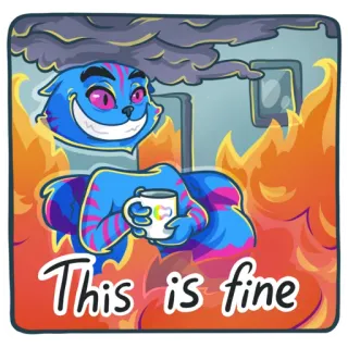 😳 This is fine gato, fogo, meme, está tudo bem telegram sticker