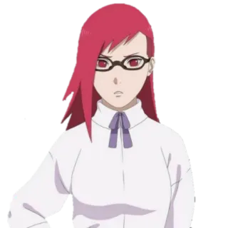 😧 Karin Naruto Anime, Kreskówka, Postać, Rude włosy, Okulary, Ninja, Karin, Naruto telegram sticker