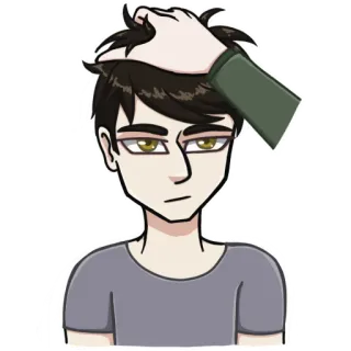 😊 sticker, anime, dibujos animados, personaje, palmadita cabeza, palmadita, pelo, masculino telegram sticker