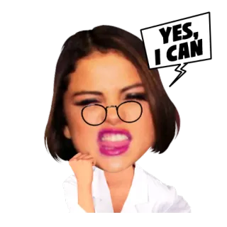 💪 YES, I CAN Selena Gomez, Meme, Sim, eu posso, Celebridade, Mulher, Motivação whatsapp sticker