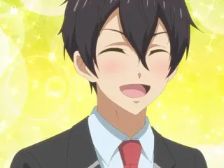😁 anime, cartoon, smiling, man, happy whatsapp sticker