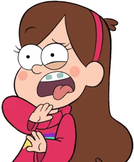 😛 Mabel Pines Gravity Falls dessin animé, animé, personnage, peur, surprise telegram sticker