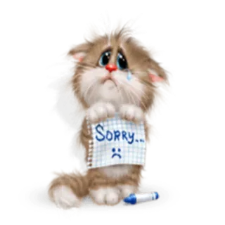 😔 Sorry... gato, fofo, desculpa, pedido de desculpas, kawaii, triste, desenho animado whatsapp sticker