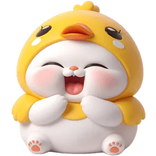 😂 królik, zajączek, kurczak, słodki, kawaii, zwierzę, kreskówka, żółty telegram sticker