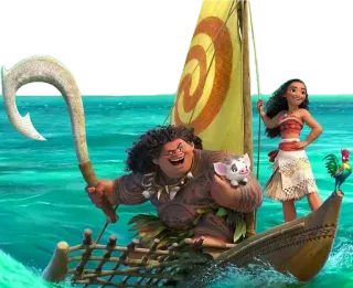 ⛵ Maui Moana Disney, Cartoon, Insel, Ozean, Boot, Vaiana whatsapp sticker