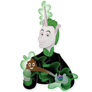 🍬 Einhorn, Kacka, Cartoon, Humor, Fantasy, Grün telegram sticker