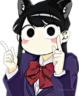 😌 Komi Shouko Komi Can't Communicate Anime, Manga, Komi Can't Communicate, Komi Shouko, Kattenoortjes, Schattig, Kawaii, Schooluniform whatsapp sticker