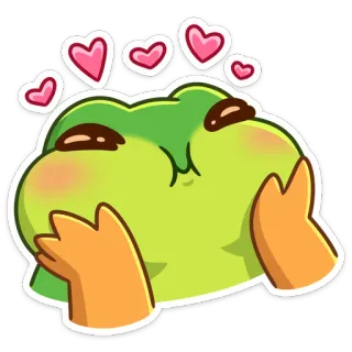 😍 grenouille, amour, coeurs, mignon, dessin animé, kawaii, emoji whatsapp sticker