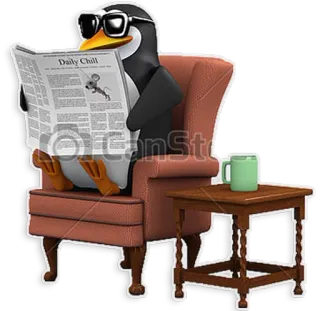 🗞 Daily Chill penguin, reading, chair, newspaper, chill telegram sticker
