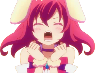 🤬 anime, dibujos animados, chica, orejas de perro, pelo rosa, expresión whatsapp sticker