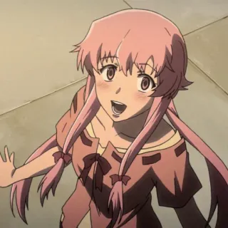 💈 Yuno Gasai Future Diary Anime, Cheveux roses, Yuno, Yandere, Mirai Nikki whatsapp sticker