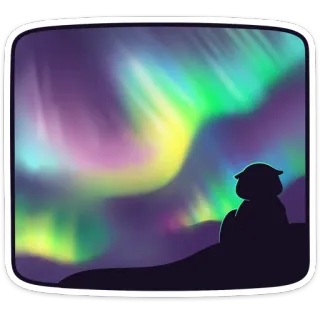 😍 aurora boreale, luci del nord, cielo notturno, silhouette, paesaggio, scenario, natura, viaggio telegram sticker