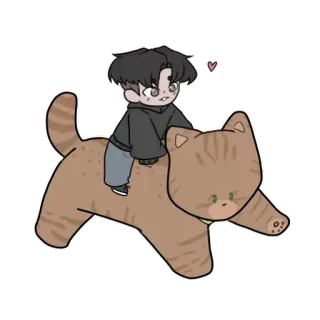 🐈 dibujo animado, gato, persona, animal, montar, lindo, kawaii whatsapp sticker