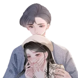 😌 пара, любовь, искусство, иллюстрация, мультфильм, романтика telegram sticker