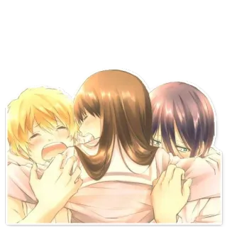 😢 anime, manga, friendship, hug, characters whatsapp sticker