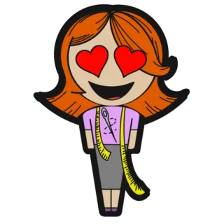 😍 мультфильм, шитье, глаза-сердечки, любовь, рукоделие, портной telegram sticker