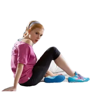 🤔 женщина, спорт, фитнес, упражнения, сидит, тренировка telegram sticker