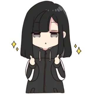 👍 Anime, Ragazza, Chibi, Carino, Scintillio, Pollice in su telegram sticker