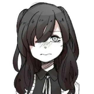 😠 Anime, Manga, Triste, Chica, Blanco y negro telegram sticker