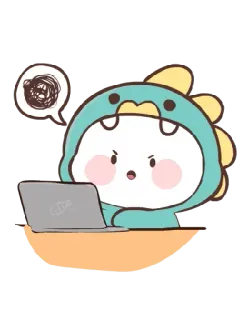 😨 cute, dinosaur, laptop, cartoon, frustrated, animal telegram sticker