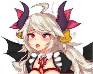 😛 Anime, Démon, Fille, Femme de ménage, Cornes telegram sticker