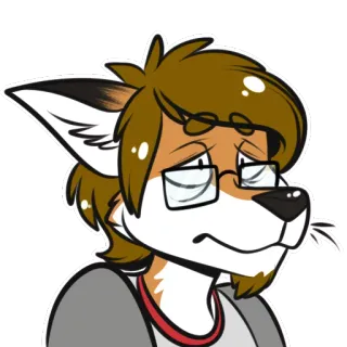 😩 Фурри, Лис, Антропоморфный, Мультик, Грустный, Очки telegram sticker