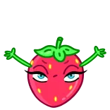 👎 fragola, frutta, cartone animato, personaggio, cibo, divertente telegram sticker