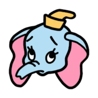 ☹ Dumbo 덤보, 코끼리, 디즈니, 만화, 귀여운, 동물 telegram sticker
